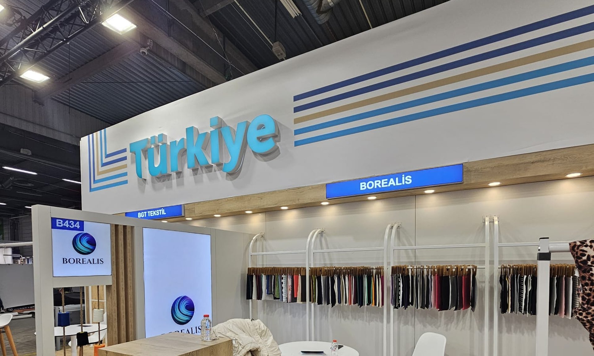 Borealis booth, fabric racks
